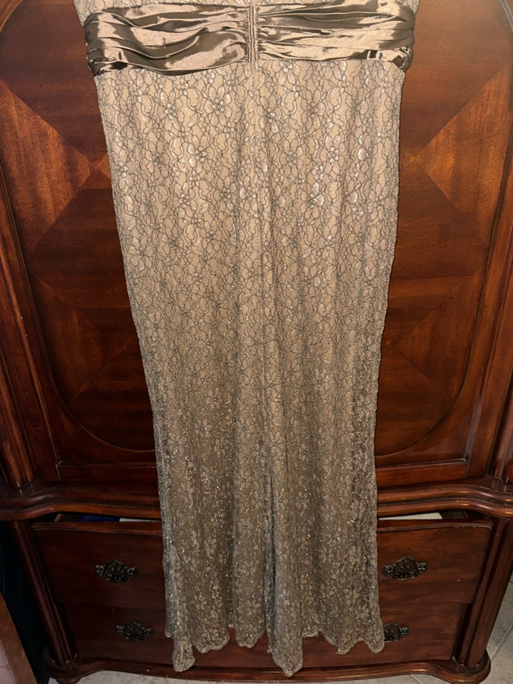 Ever Pretty Bronze Lace Maxi Dress with Satin Waist - Picture 8 of 9